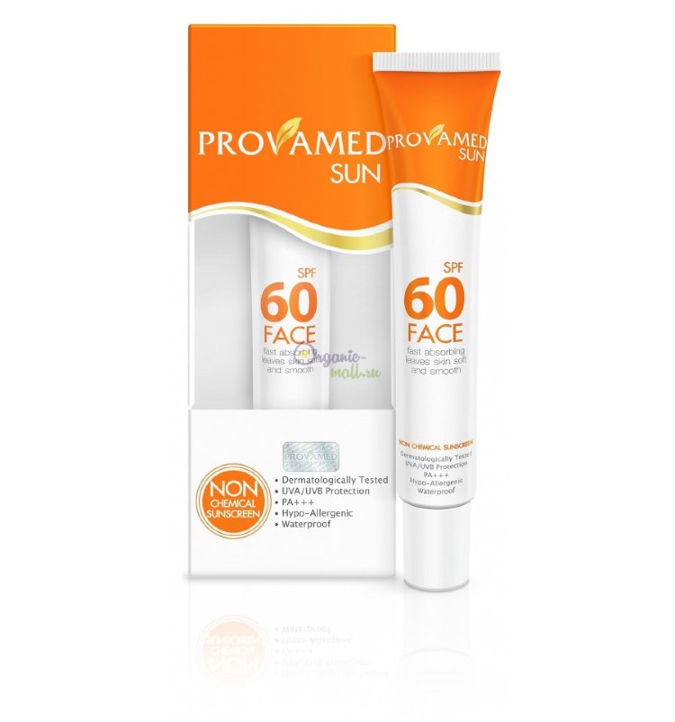 Крем защитный для лица "Provamed" от солнца SPF 60 (белый), 30 гр.