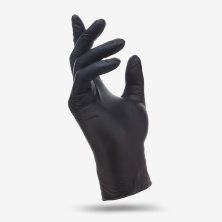 Перчатки нитриловые, текстурированные на пальцах (черные, р-р М) BENOVY, 100 шт.