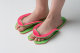 Тапочки-вьетнамки пенополиэтилен (розовые-салатовые, 8 мм) Чистовье, 10 пар 