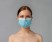 Маска трехслойная на резинках (голубой)