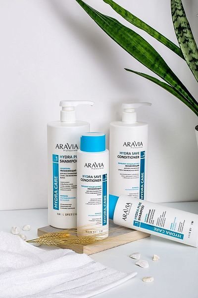Шампунь увлажняющий для восстановления сухих обезвоженных волос Hydra Pure Shampoo, ARAVIA Professional,1000 мл
