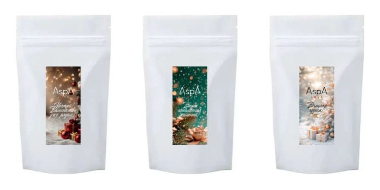 Подарочный пакет дой-пак с тематической наклейкой 1 шт (металлизированный белый матовый 150*210 мм)