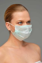 Маска трехслойная на резинках (голубой) Чистовье, 100 шт.