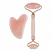 Набор из розового кварца, Роллер-массажер + скребок "Сердце" для массажа Гуаша, 145 x 55 x 20 мм (в коробке)